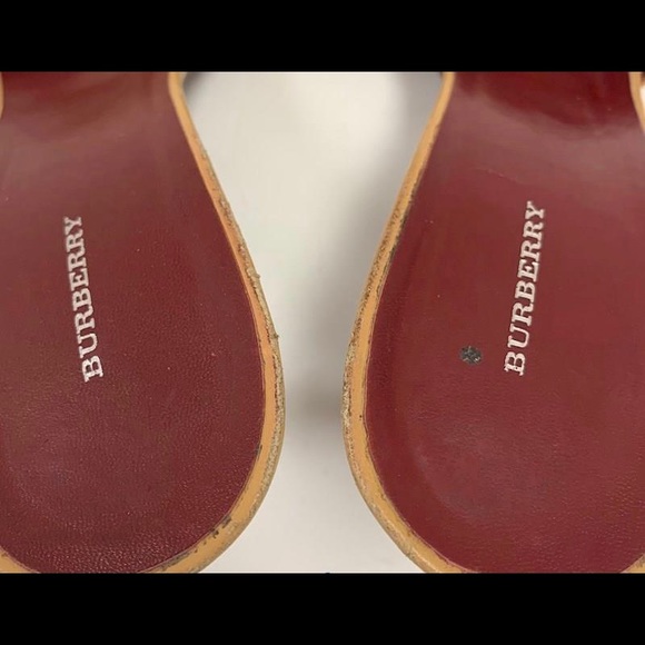 Burberry Authentic Open Toe Leather Women's Khaki Heels Sz: 40 - Picture 10 of 13